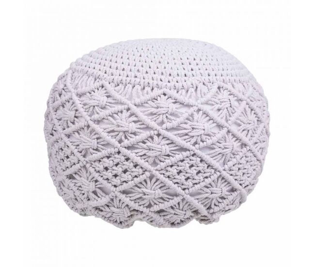 Puff de algodón y poliéster blanco de 45x33 cm