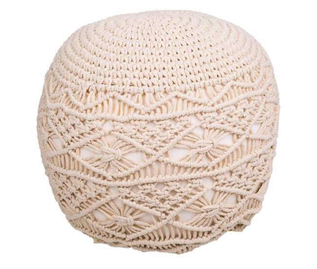 Puff de algodón y poliéster beige de 45x40 cm