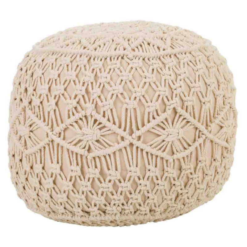 Puff de algodón y poliéster beige de 50x30 cm