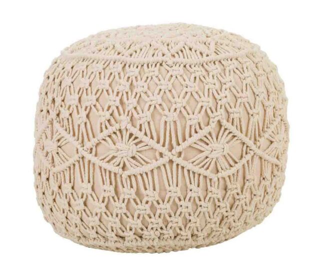 Puff de algodón y poliéster beige de 50x30 cm