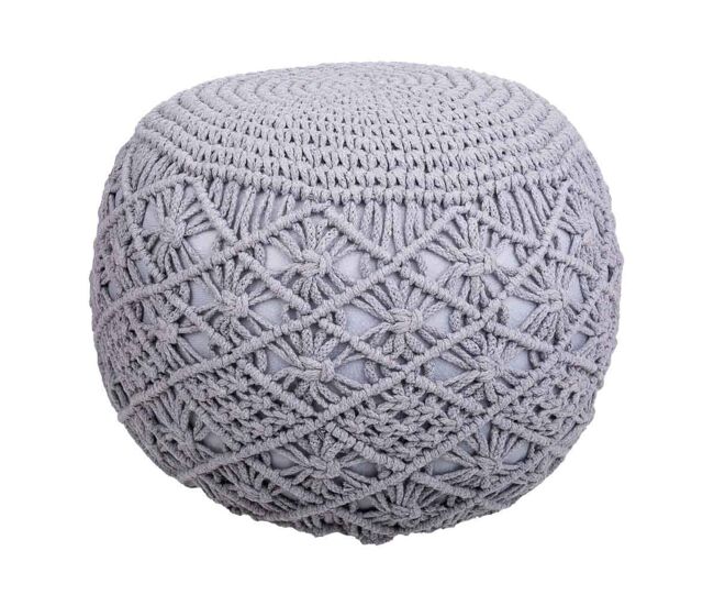 Puff de algodón y poliéster gris de 45x40 cm