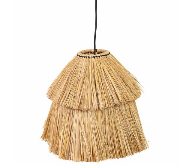Lampara de techo de fibra natural marrón 38x38x30
