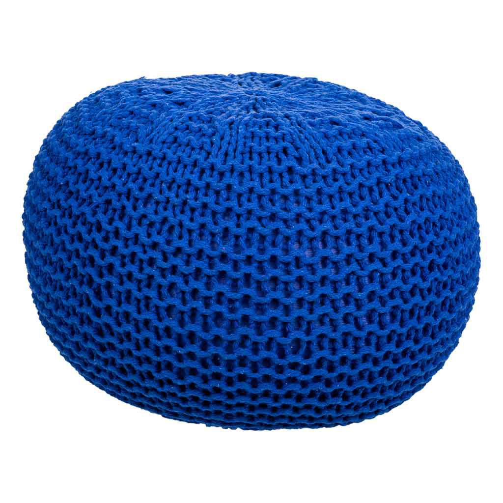 Puff de algodón y poliéster azul de 38x28 cm