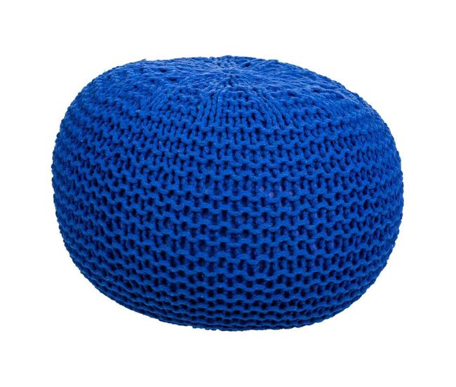 Puff de algodón y poliéster azul de 38x28 cm