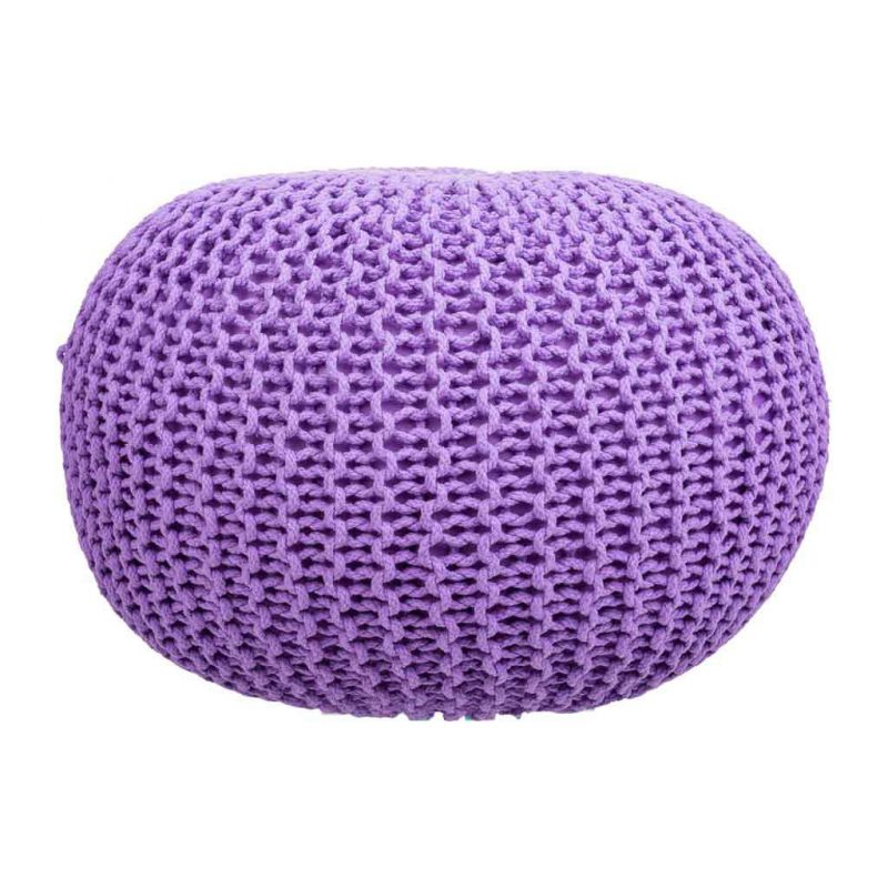 Puff de algodón y poliéster morado de 45x30 cm