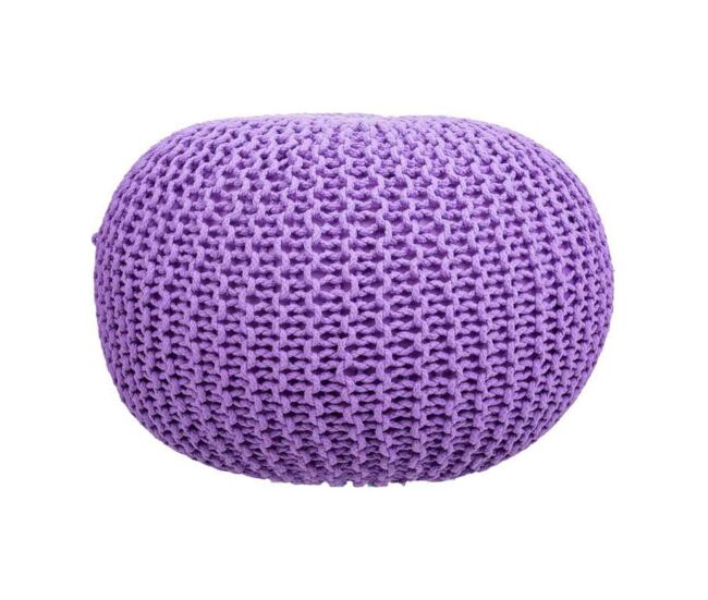 Puff de algodón y poliéster morado de 45x30 cm