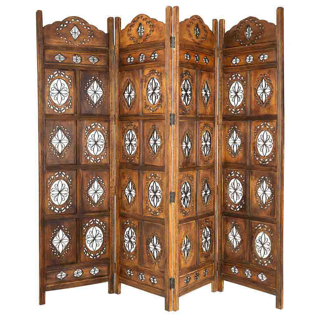 Biombo de madera artesanal