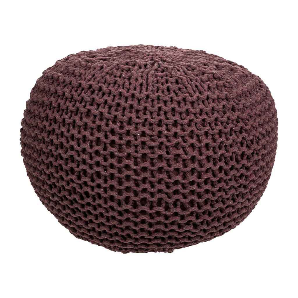 Puff de algodón y poliéster marrón de 40x30 cm