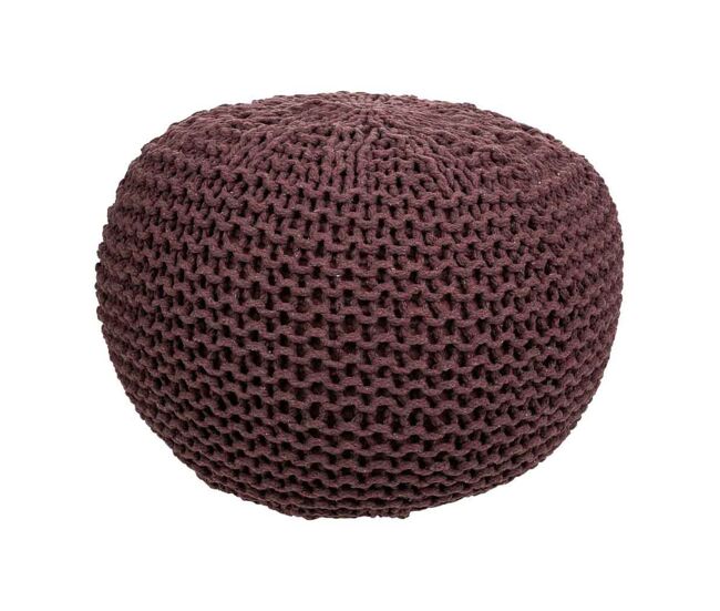 Puff de algodón y poliéster marrón de 40x30 cm