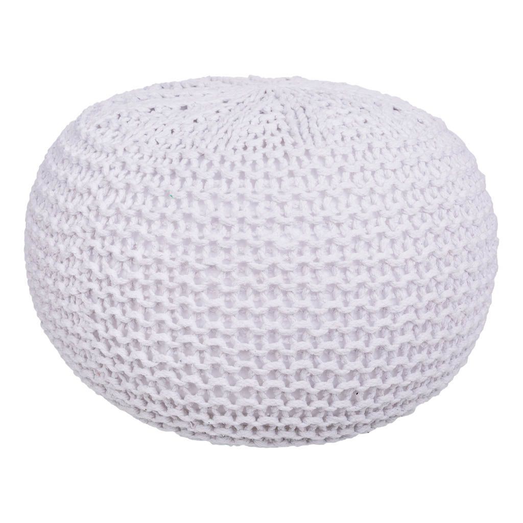 Puff de algodón y poliéster blanco de 38x38x30 cm