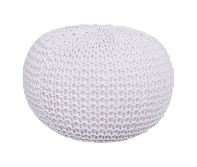 Puff de algodón y poliéster blanco de 38x38x30 cm