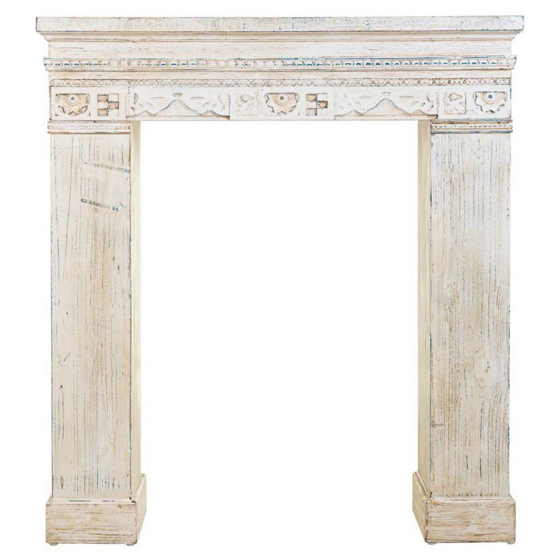 Marco de chimenea de madera blanco 100x30x110