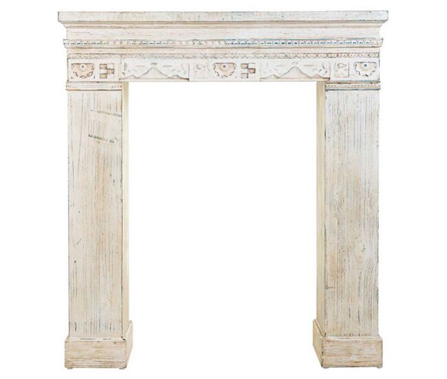 Marco de chimenea de madera blanco 100x30x110
