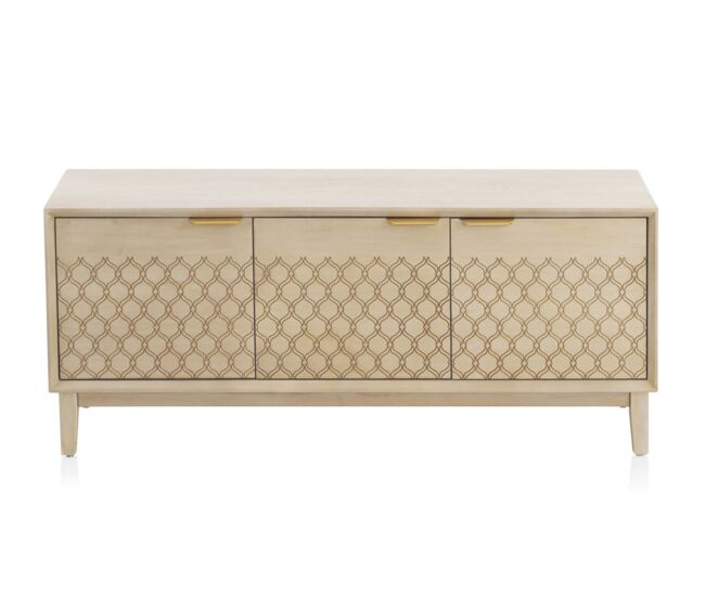 Mueble TV 3 Puertas, Chapado Roble, Acabado Marfil