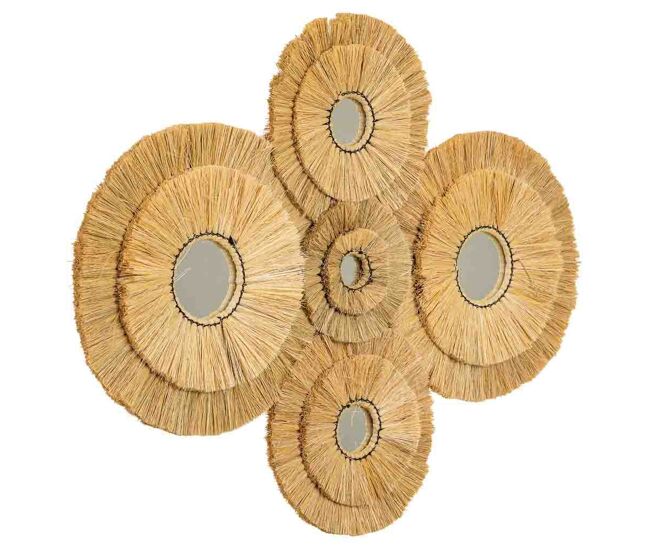 Espejo de fibra natural marrón 97x77x3