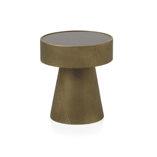 Mesa Auxiliar Em Metal Dourado E Cristal Preto