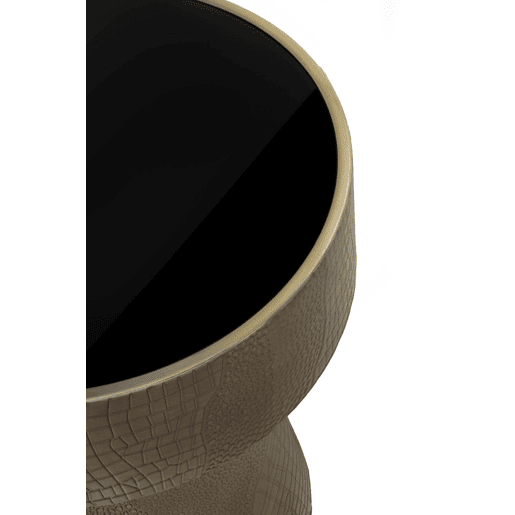 Mesa Auxiliar Em Metal Dourado E Cristal Preto