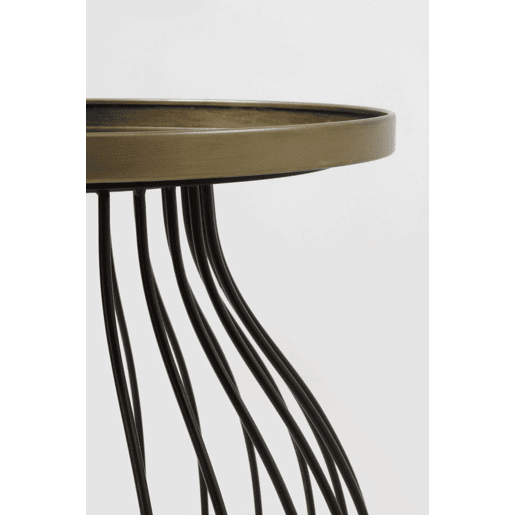 Mesa Auxiliar De Metal Preto E Tampa Dourada