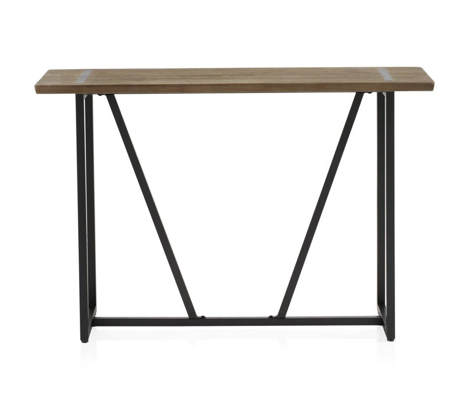 Consola de metal con sobre de madera