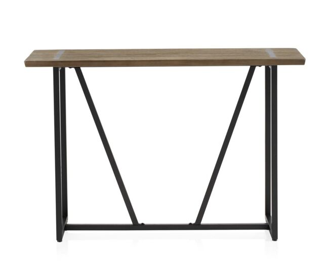 Consola de metal con sobre de madera
