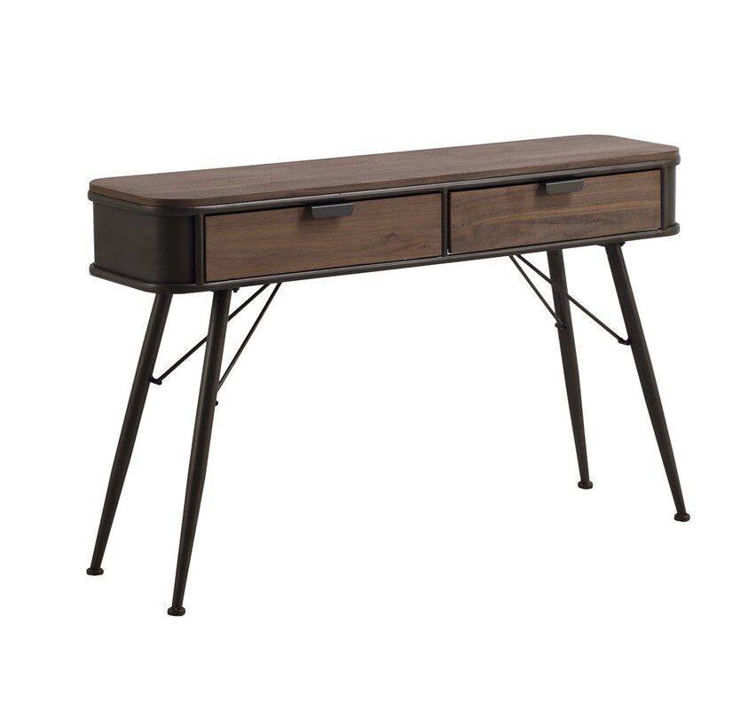 Consola de metal con encimera y 2 cajones de madera