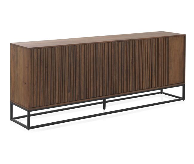 Aparador 4 puertas laminado madera maciza de mango, base de metal