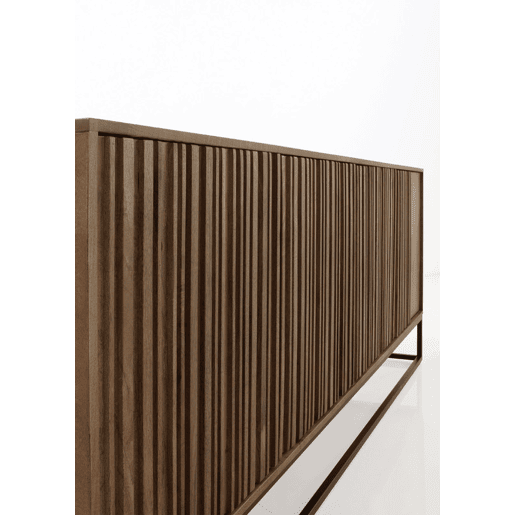 Aparador 4 Portas Laminadas Madeira Maciça De Manga, Base Metal