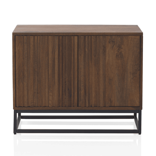 Aparador Pequeno 2Pts Laminado Madeira Maciça Manga, Base Metal