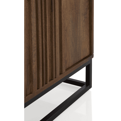 Aparador Pequeno 2Pts Laminado Madeira Maciça Manga, Base Metal