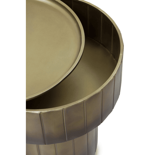 Mesa Auxiliar Em Metal Dourado