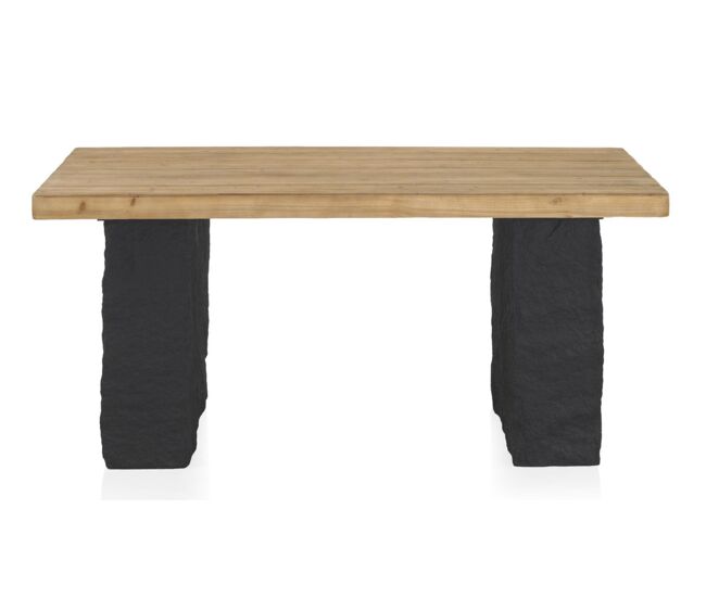 Mesa Muelle Madera Y Base Poliresina Mgo