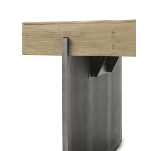 Mesa folheado de abeto Com Pernas Lacadas De Cor Metálica