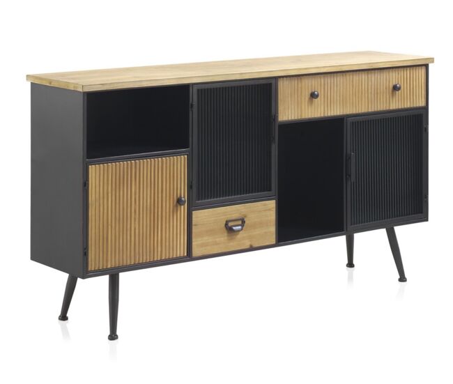 Aparador de metal con sobre de madera