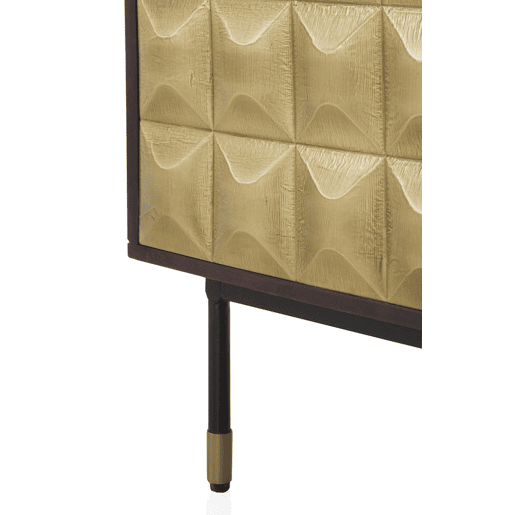 Aparador 2 Portas Metal Dourado Frente Madeira Manga Maciça Com Pés Metal Preto E Dourado