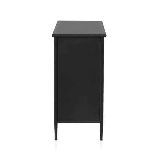 Aparador Com Estrutura Metálica, Portas De Vidro Oval E 3 Gavetas