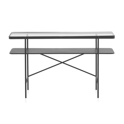 Consola De Metal Preto Com Envelope De Cristal