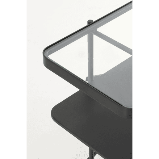 Consola De Metal Preto Com Envelope De Cristal
