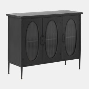 Aparador Com Estrutura Metálica, Portas De Vidro Oval