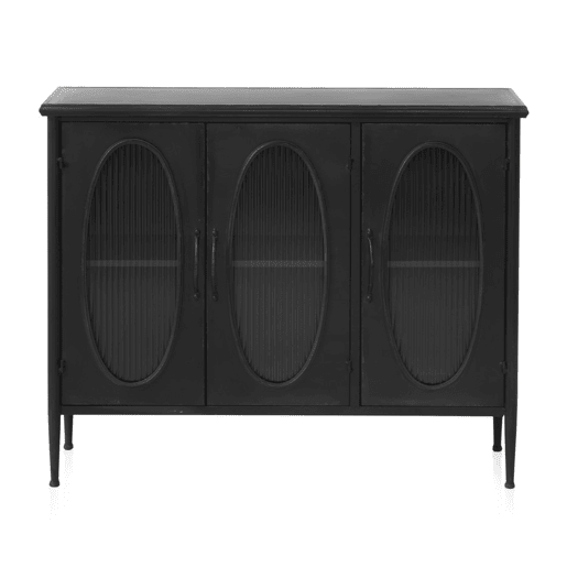 Aparador Com Estrutura Metálica, Portas De Vidro Oval