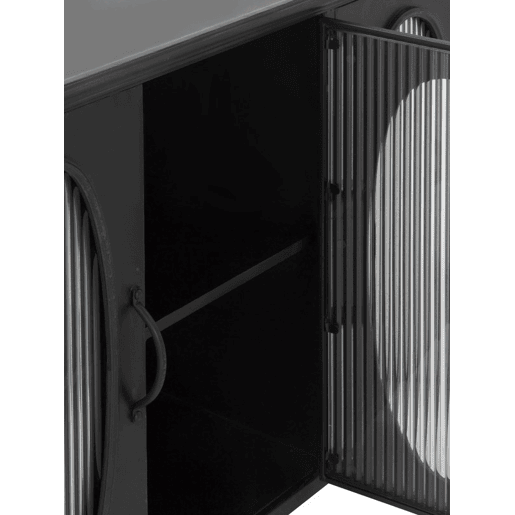 Aparador Com Estrutura Metálica, Portas De Vidro Oval