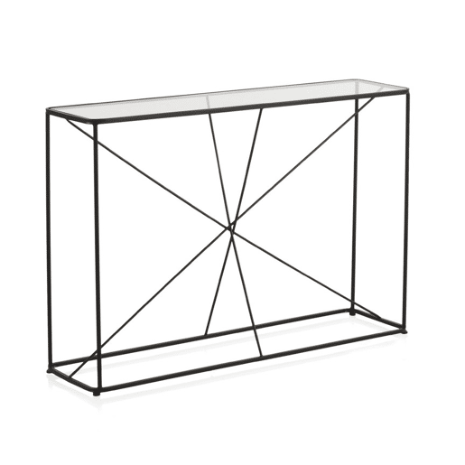 Consola De Metal Preto Com Envelope De Cristal Consola De Metal Preto Com Envelope De Cristal