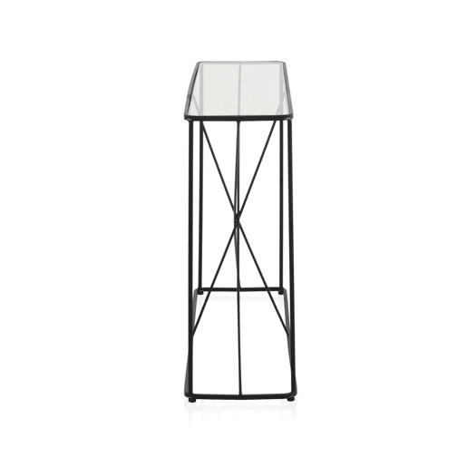 Consola De Metal Preto Com Envelope De Cristal Consola De Metal Preto Com Envelope De Cristal