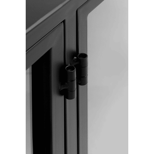 Aparador Portas E Laterais De Vidro Estrutura De Metal Preto