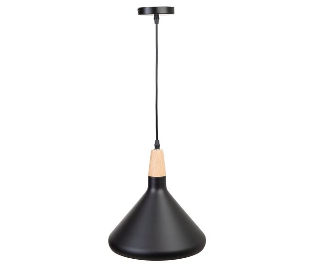 Lámpara de techo de madera y metal negra 27x27x30