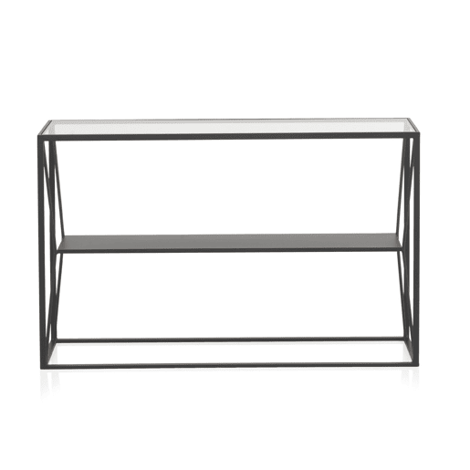 Consola De Metal Preto Com Envelope De Cristal