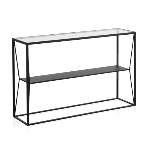 Consola De Metal Preto Com Envelope De Cristal