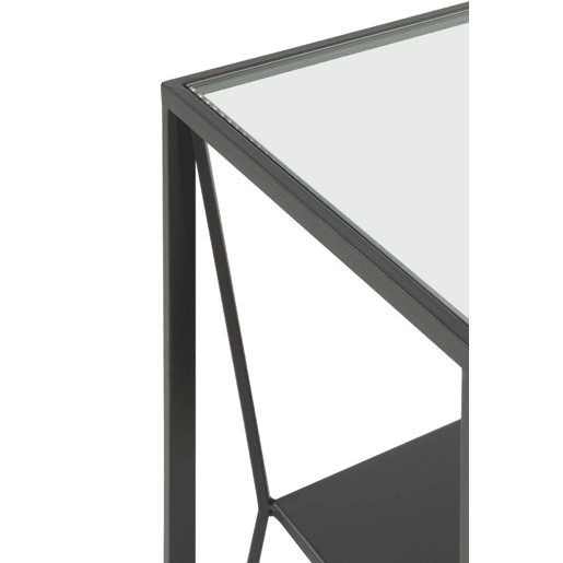 Consola De Metal Preto Com Envelope De Cristal