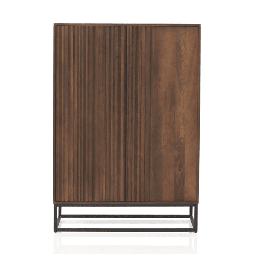 Aparador Alto 2 Pts Laminado Madeira Manga Maciça, Base Metal