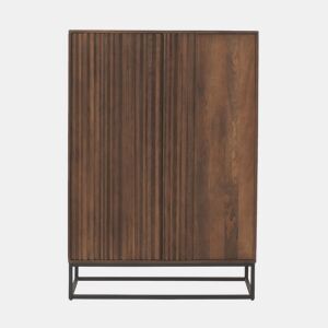 Aparador Alto 2 Pts Laminado Madeira Manga Maciça, Base Metal