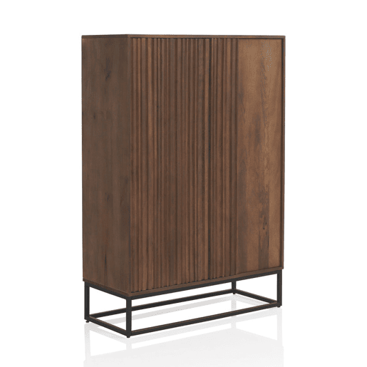 Aparador Alto 2 Pts Laminado Madeira Manga Maciça, Base Metal